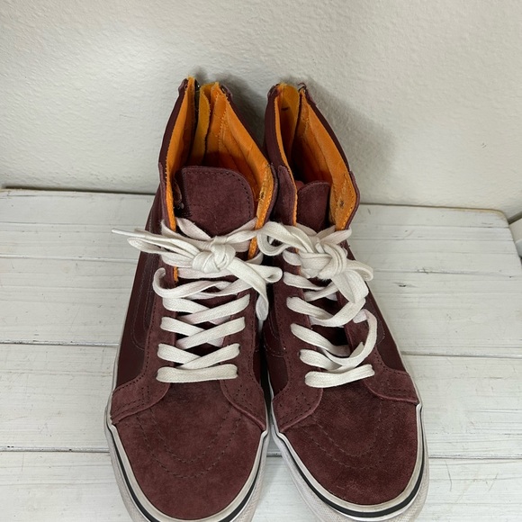 Vans Unisex Scotch-guard Burgundy and Orange High-Top Sneakers - Picture 2 of 6